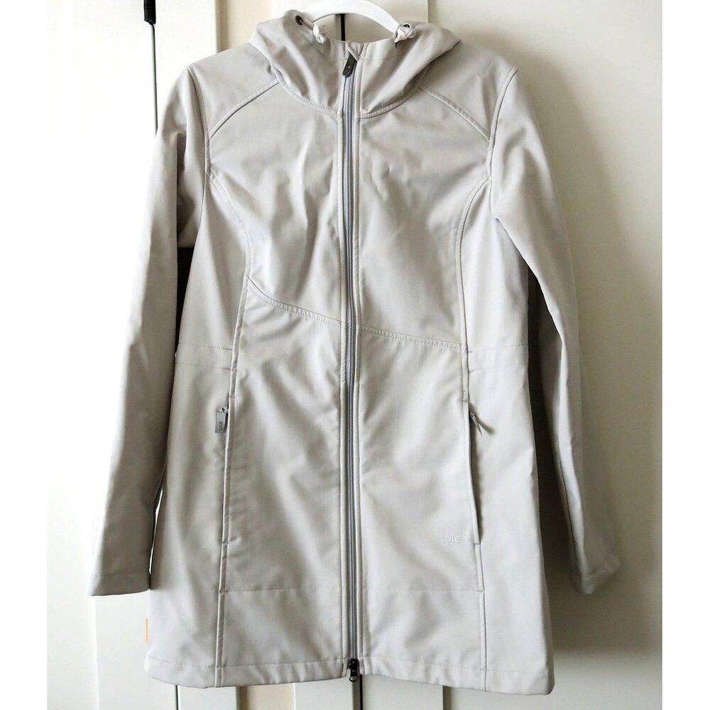 NWOT LOLE Gray Soft Shell Long Waterproof Rain Jacket Coat - L